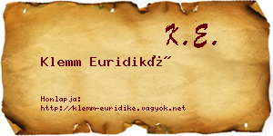 Klemm Euridiké névjegykártya